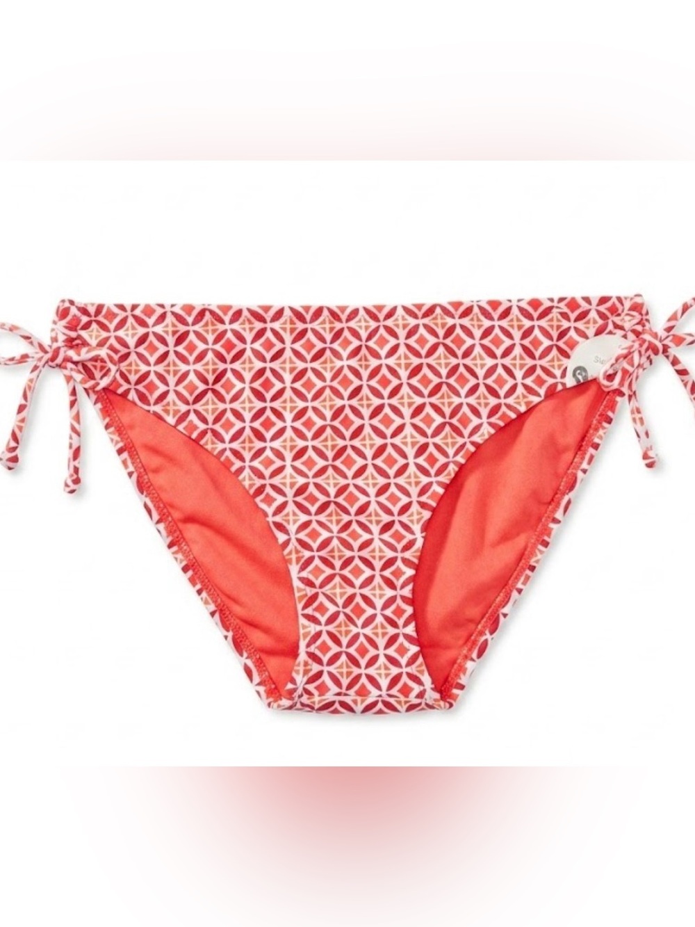 New Coral & Red Geometric Bikini Bottoms Swim Beach Stylus Summer Full Coverage